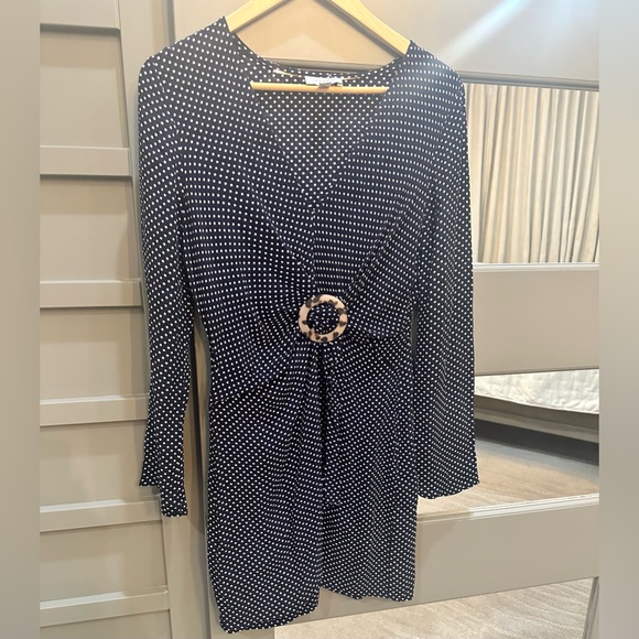 Topshop Navy and White Polka Dot Dress Size 6 - Picture 2 of 9